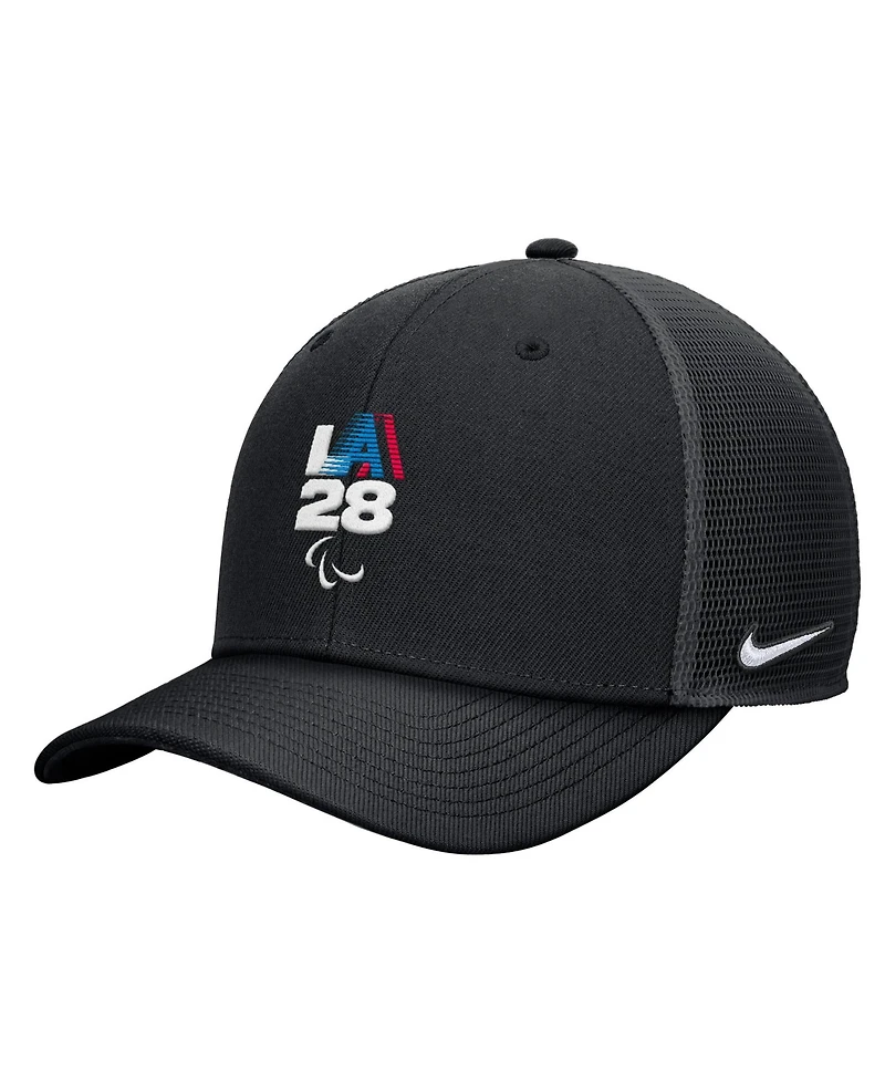 Nike Men's Black LA28 Summer Paralympics Retro Stripe Rise Adjustable Trucker Hat