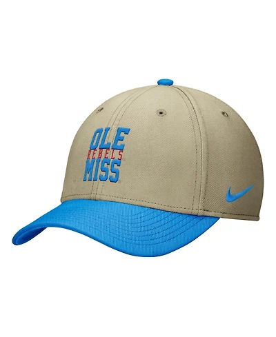 Nike Men's Beige/Powder Blue Ole Miss Rebels Dri-fit SwooshFlex Hat