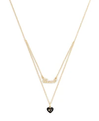 Coach Black Signature Heart Resin Layered Necklace