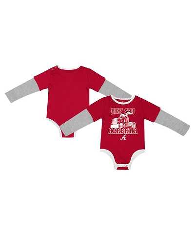 Colosseum Baby Boys and Girls Cardinal Alabama Crimson Tide Next Stop Long sleeves Bodysuit