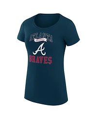 G-iii 4Her by Carl Banks Women's Navy Atlanta Braves Super-Slim Fit Lightweight Team Logo Graphic T-Shirt