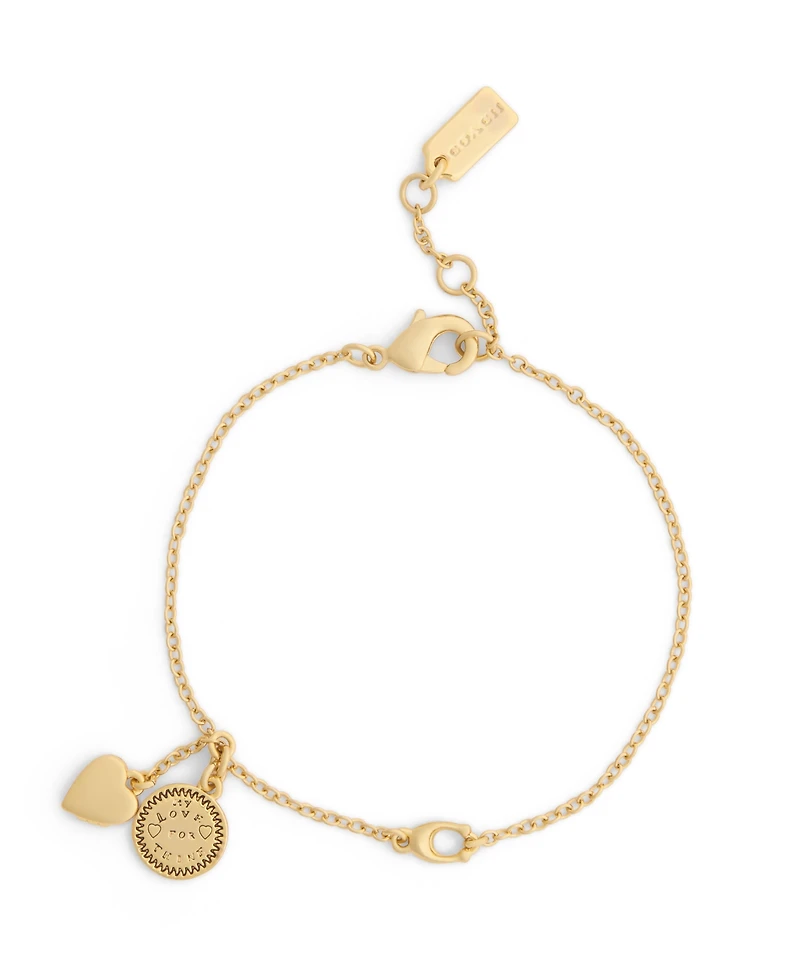 Coach Gold Heritage Coin Heart Charm Bracelet