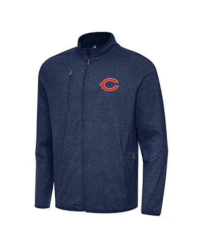Antigua Men's Heather Navy Chicago Bears Hold-Up Tri-Blend Full-Zip Jacket