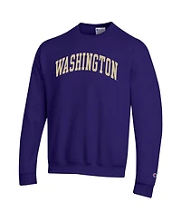 Champion Men's Purple Washington Huskies Basic Arch Fleece Pullover Sweatshirt
