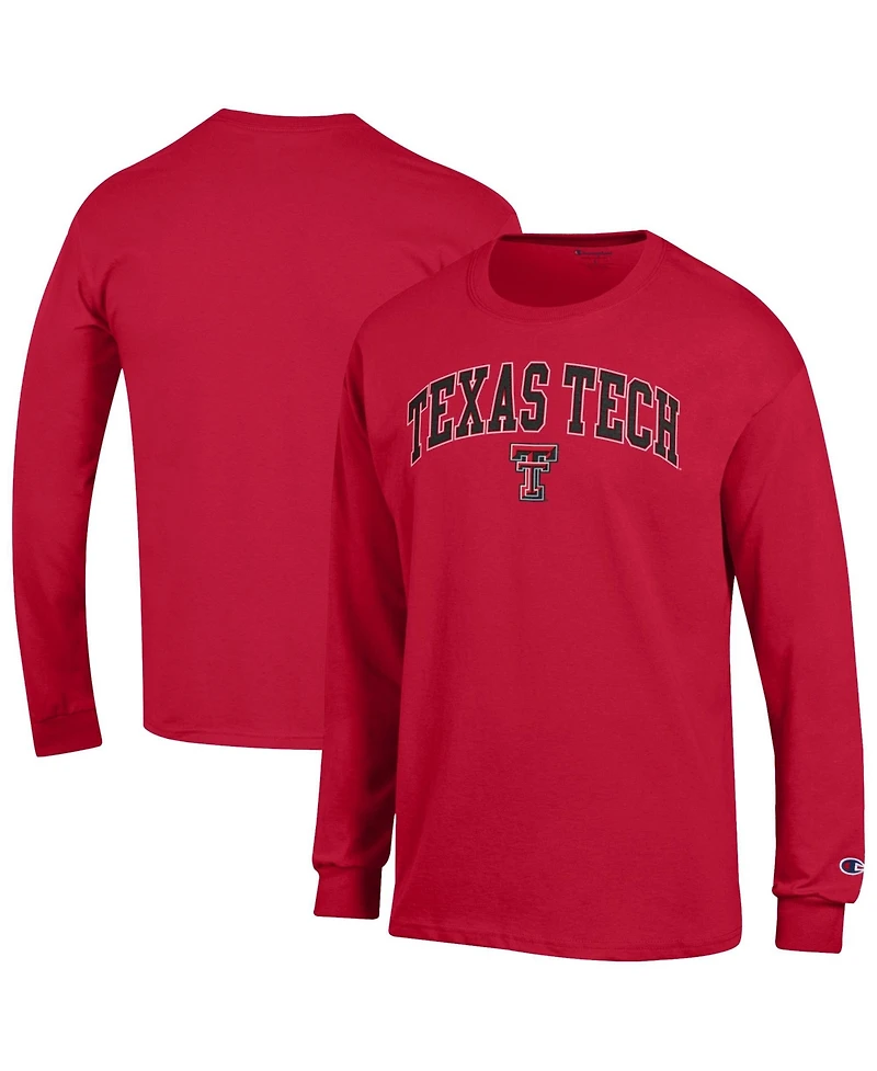 Champion Men's Champion Red Texas Tech Raiders Arch Over Logo Long sleeves T-Shirt