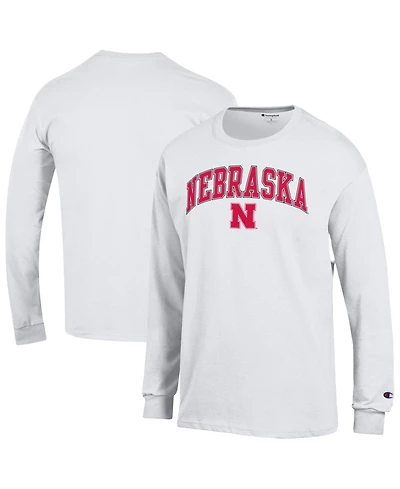 Champion Men's Champion White Nebraska Huskers Arch Over Logo Long sleeves T-Shirt