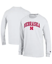 Champion Men's Champion White Nebraska Huskers Arch Over Logo Long sleeves T-Shirt