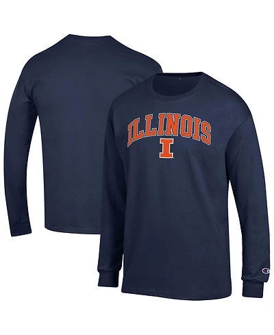 Champion Men's Champion Navy Illinois Fighting Illini Arch Over Logo Long sleeves T-Shirt
