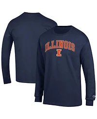 Champion Men's Champion Navy Illinois Fighting Illini Arch Over Logo Long sleeves T-Shirt