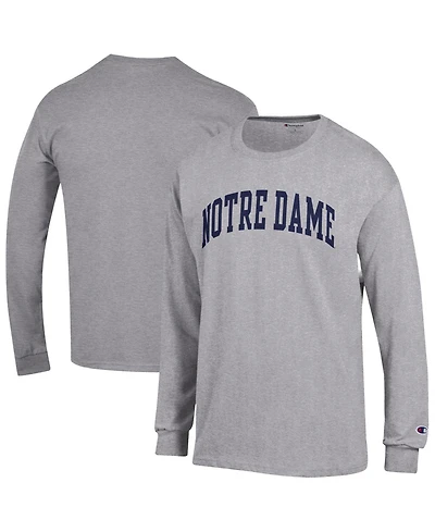 Champion Men's Heather Gray Notre Dame Fighting Irish Basic Arch Long sleeves T-Shirt