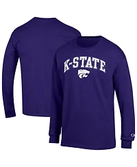 Champion Men's Champion Purple Kansas State Wildcats Arch Over Logo Long sleeves T-Shirt