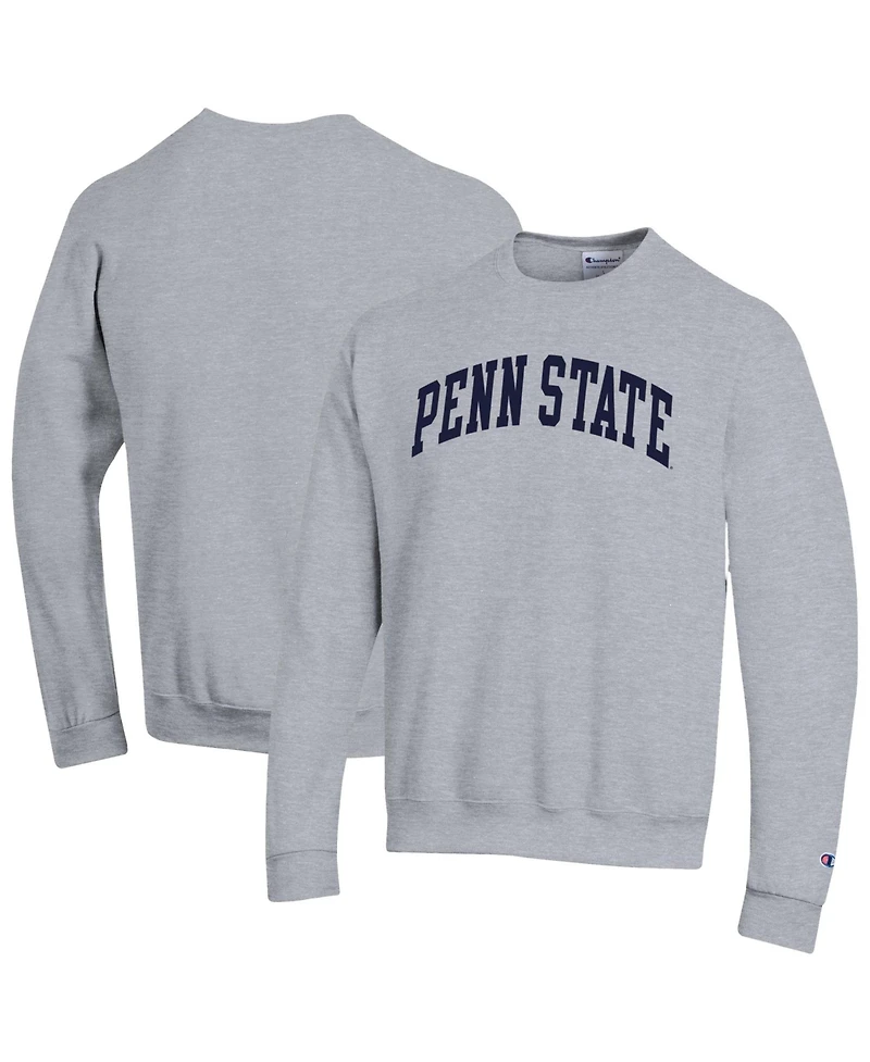 Champion Men's Heather Gray Penn State Nittany Lions Basic Arch Fleece Pullover Sweatshirt