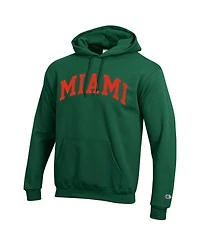 Champion Men's Green Miami Hurricanes Basic Arch Fleece Pullover Hoodie