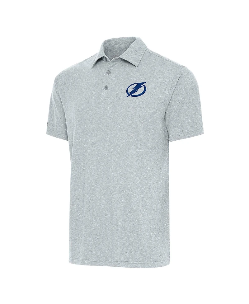 Antigua Men's Heather Gray Tampa Bay Lightning Big Tall Par 3 Polo Shirt