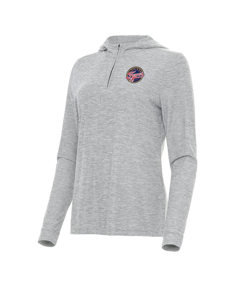 Antigua Women's Heather Gray Indiana Fever Daybreak Quarter-Zip Hoodie