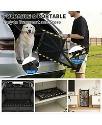 71 in Folding Dog Ramp for Car Suv Truck, Steel Frame Pet Ramp for Large Dogs
