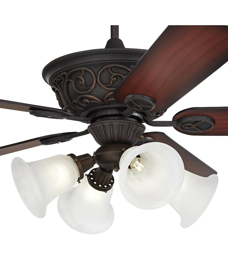 Casa Vieja 52" Contessa Traditional Indoor Ceiling Fan 5 Blade Marbleized Glass Led Light Bronze Finish Bedroom Living Room