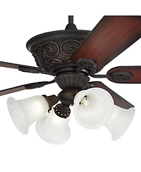 Casa Vieja 52" Contessa Traditional Indoor Ceiling Fan 5 Blade Marbleized Glass Led Light Bronze Finish Bedroom Living Room