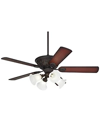 Casa Vieja 52" Contessa Traditional Indoor Ceiling Fan 5 Blade Marbleized Glass Led Light Bronze Finish Bedroom Living Room