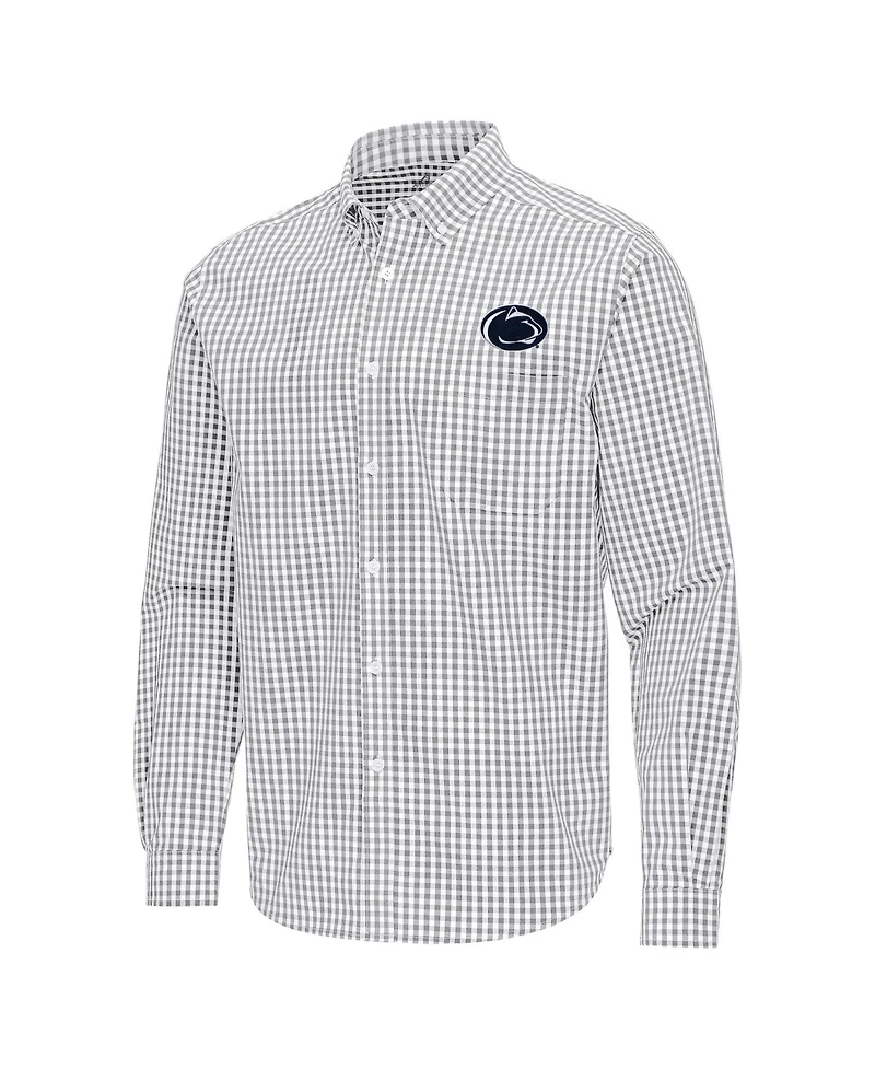 Antigua Men's Gray Penn State Nittany Lions Ellis Woven Tri-Blend Long sleeves Button-Down Shirt