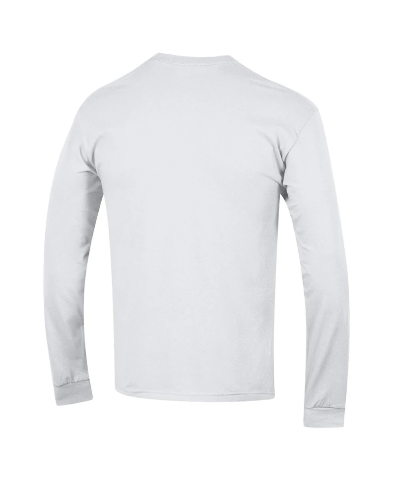 Champion Men's White Arkansas Razorbacks Arch Over Logo 2-Hit Long sleeves T-Shirt