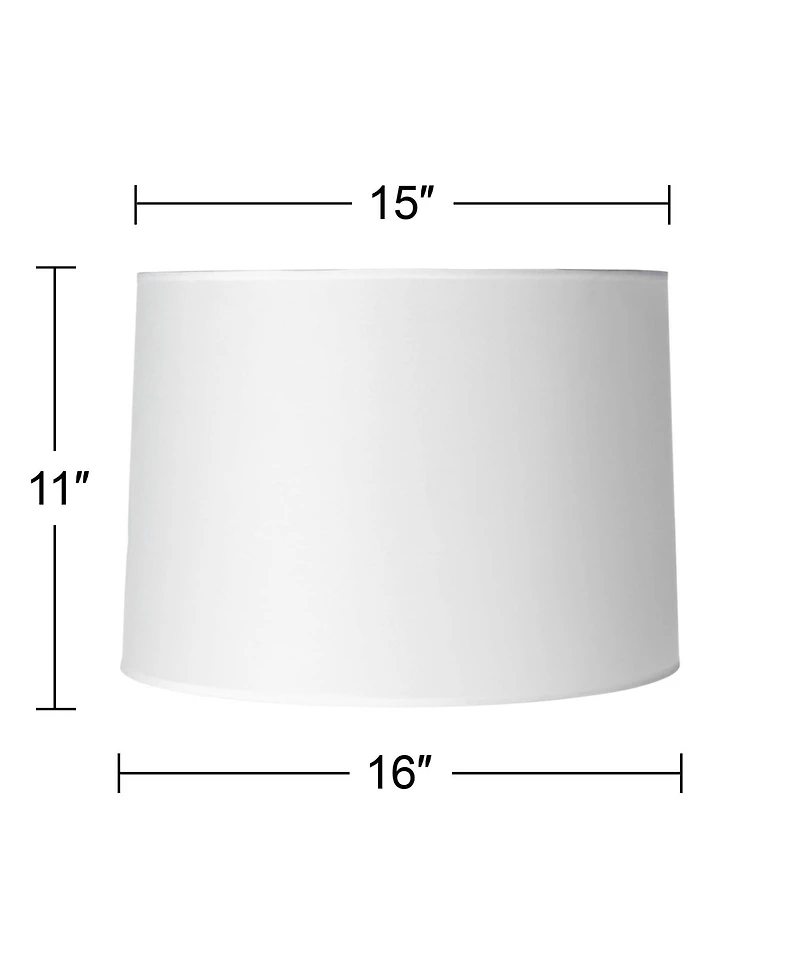 Springcrest Set of 2 Hardback Drum Lamp Shades White Medium 15" Top x 15" Bottom x 11" High Spider Replacement Harp Finial Fitting