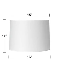 Springcrest Set of 2 Hardback Drum Lamp Shades White Medium 15" Top x 15" Bottom x 11" High Spider Replacement Harp Finial Fitting