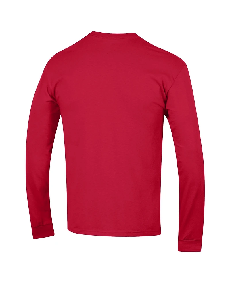 Champion Men's Scarlet Nebraska Huskers Arch Over Logo 2-Hit Long sleeves T-Shirt