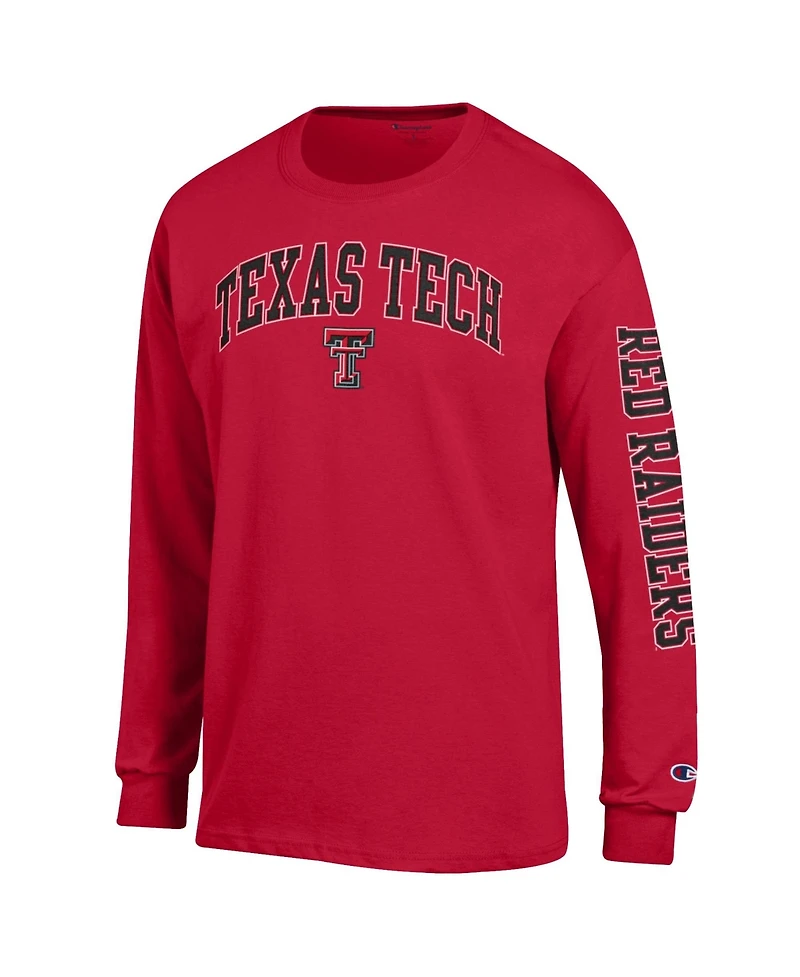 Champion Men's Red Texas Tech Raiders Arch Over Logo 2-Hit Long sleeves T-Shirt