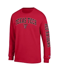 Champion Men's Red Texas Tech Raiders Arch Over Logo 2-Hit Long sleeves T-Shirt