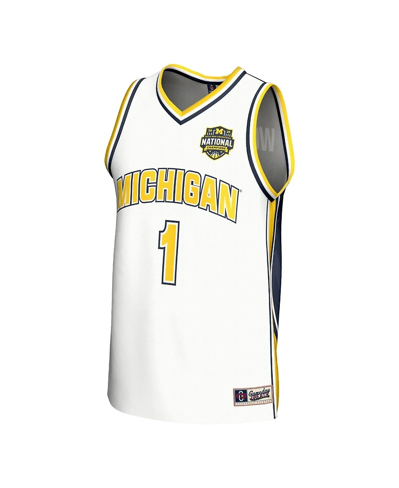 Gameday Greats Big Boys and Girls White Michigan Wolverines 2026 Ncaa Men's Basketball National Champions 1 Commemorative Fashion Jersey