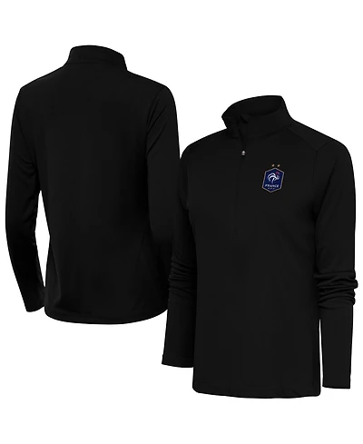 Antigua Women's Black France National Team Statement Half-Zip Pullover Sweatshirt