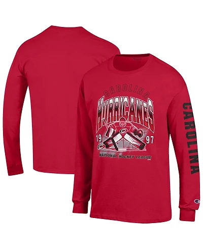 Champion Men's Red Carolina Hurricanes Long sleeves Jersey T-Shirt