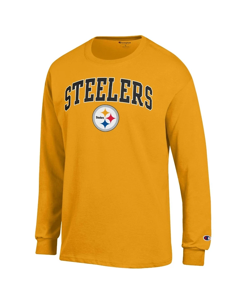 Champion Men's Gold Pittsburgh Steelers Arch Over Logo Long sleeves T-Shirt