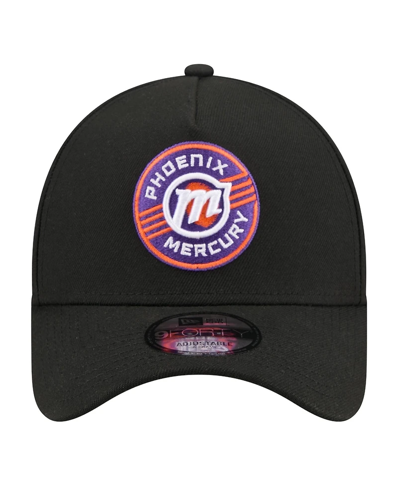 New Era Men's and Women's Black Phoenix Mercury Core Logo A-Frame 9FORTY Adjustable Hat