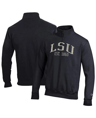 Champion Men's Black Lsu Tigers Powerblend Quarter-Zip Pullover Sweatshirt