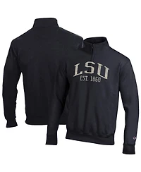 Champion Men's Black Lsu Tigers Powerblend Quarter-Zip Pullover Sweatshirt