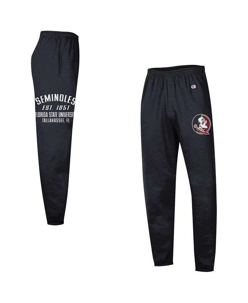 Champion Men's Black Florida State Seminoles Powerblend Banded Fleece Sweatpants