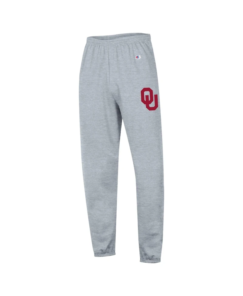 Champion Men's Heather Gray Oklahoma Sooners Powerblend Banded Fleece Sweatpants