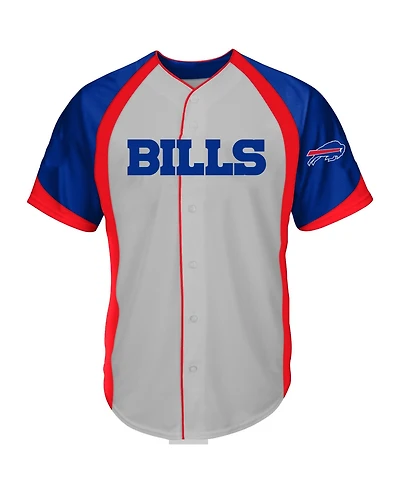 Profile Men's Gray Buffalo Bills Big Tall Button-Up Fashion T-Shirt