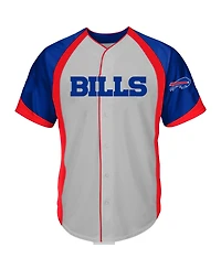 Profile Men's Gray Buffalo Bills Big Tall Button-Up Fashion T-Shirt