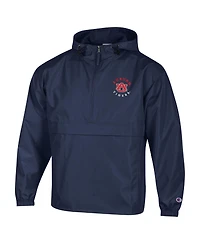 Champion Men's Navy Auburn Tigers Packable Hooded Windbreaker Half-Zip Jacket