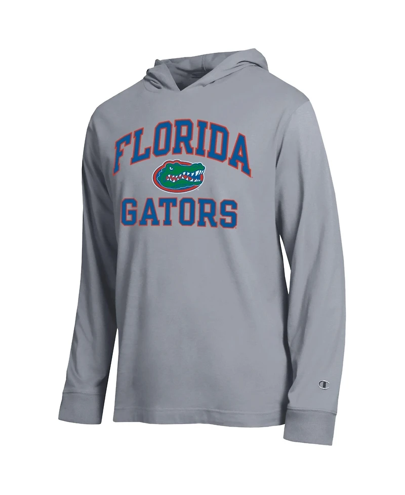 Champion Men's Heather Gray Florida Gators High Motor All-Star Long sleeves Hooded T-Shirt