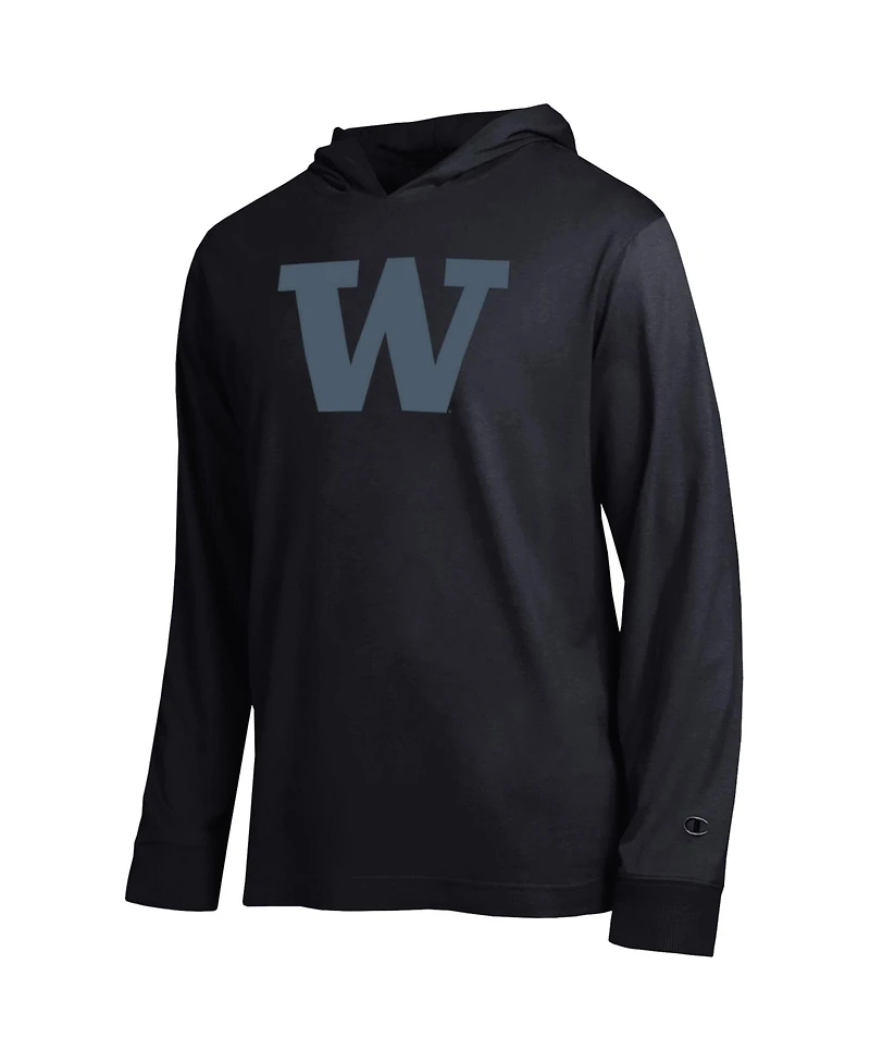 Champion Men's Black Washington Huskies Tonal All-Star Long sleeves Hooded T-Shirt