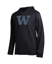 Champion Men's Black Washington Huskies Tonal All-Star Long sleeves Hooded T-Shirt