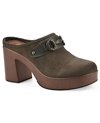White Mountain Women's Barleys Platform Heel Mule Clogs