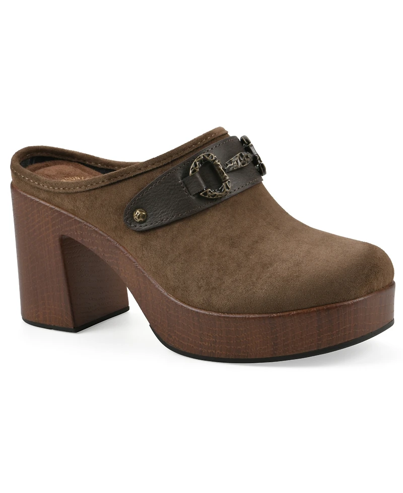 White Mountain Women's Barleys Platform Heel Mule Clogs