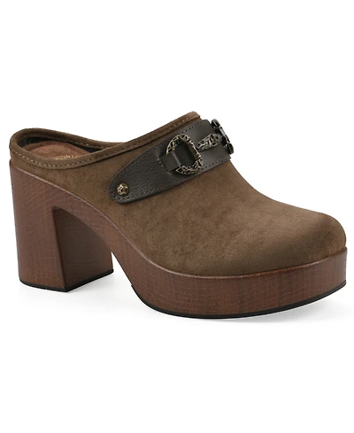 White Mountain Women's Barleys Platform Heel Mule Clogs