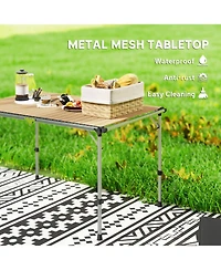 Outsunny Foldable Table, Adjustable Height Aluminum Table for Picnic