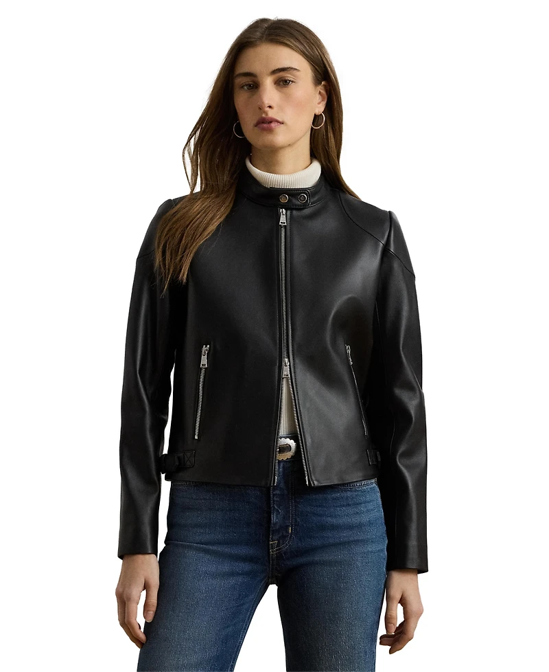 Lauren Ralph Women's Lambskin Moto Jacket